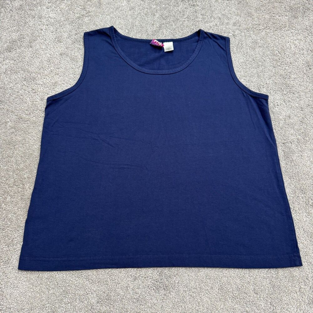 Blair Basic Tank Top Crew Neck Sleeveless Essential Womens Large Blue Stretch